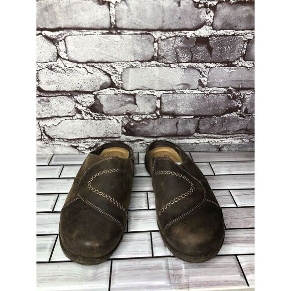 Clarks Collection Brown Leather Slip On Mules Clogs Shoes Women Sz 7.5W US/38EU - Picture 5 of 15